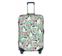 Wratle Copertura protettiva elastica per valigie, adatta per bagagli da 45,7 a 76,7 cm, blu mimetico, Dolce Basset Hound Fiori, S