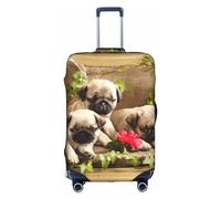 Wratle Copertura protettiva elastica per valigie, adatta per bagagli da 45,7 a 76,7 cm, per cuccioli e carlini, Puppys Carlino, M