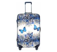 Wratle Copertura protettiva elastica per valigie, adatta per bagagli da 45,7 a 76,7 cm, pulcino, Farfalle Blu Fiori Bianchi, XL