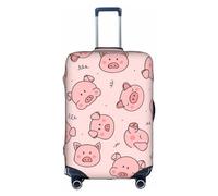 Wratle Copertura protettiva per valigia, elastica, adatta per bagagli da 45,7 a 76,7 cm, motivo gufo blu, Simpatico maialino rosa., L