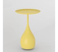 WRatx Tavolino in Metallo con Piano a Vassoio, tavolino Rotondo da caffè, tavolino da Divano, tavolino Moderno, Comodino per Camera da Letto, Facile Montaggio (Giallo)