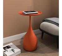 WRatx Tavolino in Metallo con Vassoio Superiore, tavolino Rotondo da caffè, tavolino da Divano, tavolino Moderno, Comodino per Camera da Letto, Facile Montaggio (Arancione B)