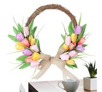Wreath For Front Door | Bohemian Easter Floral Circle | Spring Fabric PE Outdoor Hanging Decor | Wedding Wall Party Supplies Seasonal