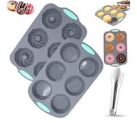Wreath Ice Mold, Wreath Ice Mold for Holiday Cocktails, 6 Hole Wreaths Ices Cubes, Silicone Christmas Wreaths Ices Cube Tray, for Cubes, Donuts, Soap & Chocolate, Easy Release (L)