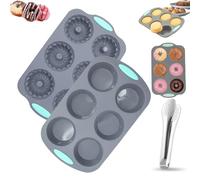 Wreath Ice Mold, Wreath Ice Mold for Holiday Cocktails, 6 Hole Wreaths Ices Cubes, Silicone Christmas Wreaths Ices Cube Tray, for Cubes, Donuts, Soap & Chocolate, Easy Release (N)