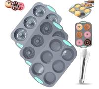 Wreath Ice Mold, Wreath Ice Mold for Holiday Cocktails, 6 Hole Wreaths Ices Cubes, Silicone Christmas Wreaths Ices Cube Tray, for Cubes, Donuts, Soap & Chocolate, Easy Release (V)