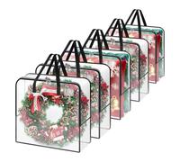 Wreath Storage Container - ABS, Decorative Garland Organizer, Holiday Decorations Box | Clear Storage Bag With Handle, Zippered Design, Large Piece Organizer For Christmas, Thanksgiving, Easter, Home