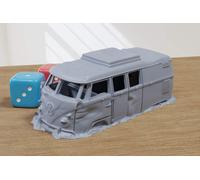 Wrecked Vintage Camper Van - 3D Stampato Veicolo per Miniatura Ripiano Tavolo