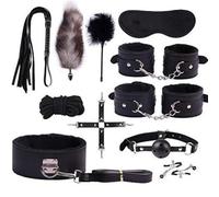 WreGmgg 11 Pezzi Set di Esercizio di Yoga in Pelle Morbida Nera, Set di Esercizio di Allungamento con Allenatore Dell'Anca E Bastone di Piuma - D12