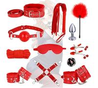 WreGmgg Accessori Per Allenamento Atletico, Set Combinato Di 12 Pezzi In Pelle (rosso)-Q