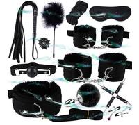 WreGmgg Bondage Set di 12 Pezzi, Cuoio Regolabile con 4 Diverse Combinazioni di Colori, Set Sportivo con Maschera per Gli Occhi E Manette - D6