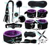 WreGmgg Bondage Set di 12 Pezzi, Cuoio Regolabile con 4 Diverse Combinazioni di Colori, Set Sportivo con Maschera per Gli Occhi E Manette - D6