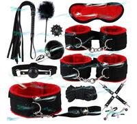 WreGmgg Bondage Set di 12 Pezzi, Cuoio Regolabile con 4 Diverse Combinazioni di Colori, Set Sportivo con Maschera per Gli Occhi E Manette - D6
