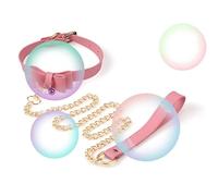 WreGmgg Cinturino in Pelle Pu Regolabile con Collare Cosplay Arco Rosa, Regalo Coppia - D5