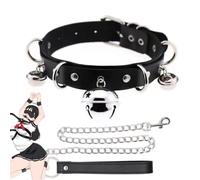 WreGmgg Collana A Campana Multiuso in Pelle Nera, Design Creativo Multifunzionale, Lunghezza Regolabile, alla Moda E Versatile, Adatta per Feste E Appuntamenti, Regalo Originale -Z