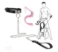 Wregmgg Collana Ad Anello In Pelle Nera Con Frusta Decorativa Rosa, Unica E Bella, Robusta E Durevole -Z