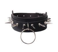 WreGmgg Collana Personalizzata in Pelle Nera con Rivetti, Catena in Pelle Nera, Multi-Scenario E Versatile, Squisita Cucitura A Mano, Decorazione con Rivetti in Metallo - Z