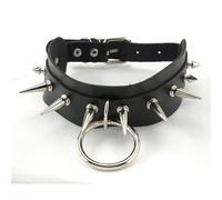 WreGmgg Collana Regolabile in Pelle Nera, Collare per Unghie, Regolabile - H