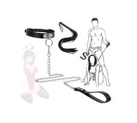 WreGmgg Collare di Ferro + Frusta Nera, Guinzaglio per Cani da Festa, Attrezzatura Fitness, Attrezzatura per L'Esercizio Yoga di Assistenza Seduta Supina - H27