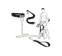 WreGmgg Collare di Ferro + Frusta Nera, Palestra, Attrezzatura Sportiva Portatile, Regalo di Coppia - H19