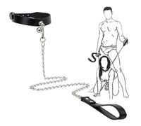 WreGmgg Collare in Pelle Nera con Catena Libera, Aiuto Domestication, Sport Yoga Set Accessori, Regalo di Coppia - H