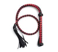 WreGmgg Frusta Lunga Nera E Rossa, Frusta da Allenamento Nera per Equitazione, Carnevale E Giochi di Ruolo - H