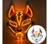 WreGmgg LED Maschera Di Volpe A Led Halloween Costume,18 Colori, Cosplay Ghostface Mask Scream, Costume Cosplay Festa E Party Carnevale Regali Originali ((Arancione))