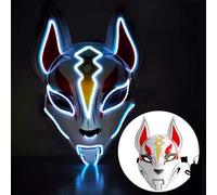 WreGmgg LED Maschera Di Volpe A Led Halloween Costume,18 Colori, Cosplay Ghostface Mask Scream, Costume Cosplay Festa E Party Carnevale Regali Originali ((Bianco))