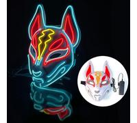 WreGmgg LED Maschera Di Volpe A Led Halloween Costume,18 Colori, Cosplay Ghostface Mask Scream, Costume Cosplay Festa E Party Carnevale Regali Originali ((Rosso+Blu+Giallo))