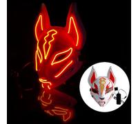 WreGmgg LED Maschera Di Volpe A Led Halloween Costume,18 Colori, Cosplay Ghostface Mask Scream, Costume Cosplay Festa E Party Carnevale Regali Originali ((Rosso))