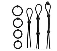WreGmgg Nero Tre Corda Quattro Anelli in Silicone Design Decorativo, Accessori di Moda, Semplice e Senza Perdita di personalità, Multiuso, può Essere utilizzato per Una varietà di Occasioni-Z