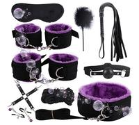 WreGmgg Set di 10 Pezzi di Combinazione di Allenamento Fitness Indoor in Piuma Viola, con Accessori Regolabili E Maschera per Gli Occhi - D7