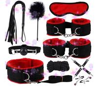 WreGmgg Set di Manette Sportive in Nylon al Coperto di 10 Pezzi, con Bastoni di Piuma E Fruste, Che Ti Portano Gioia Senza Fine - D5