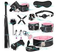 WreGmgg Set di Schiavitù di 12 Pezzi, Pelle Liscia Interna 4 Diversi Colori Fitness Set, con Maschera per Gli Occhi E Manette - D-1