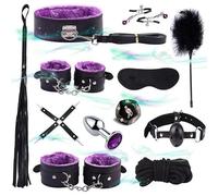 WreGmgg Set di Schiavitù di 12 Pezzi, Pelle Liscia Interna 4 Diversi Colori Fitness Set, con Maschera per Gli Occhi E Manette - D-1