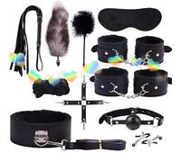 WreGmgg Set Portatile Multifunzionale di Yoga in Pelle Morbida Regolabile Nero 11 Pezzi con Bastone di Piuma E Frusta di Allenamento Assembly-D7
