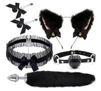 WreGmgg Set Volpe Nero 5 Pezzi Vacanza Dress Up Set Costume Cosplay Adulto (Nero Farfalla u)