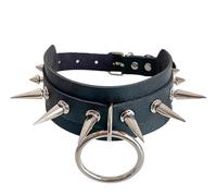 WreGmgg Versatile Collana di Borchie in Pelle Nera, Robusta e Durevole, Design Elegante, Applicazione Versatile, Costruzione Solida -Z