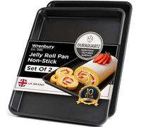 Wrenbury Swiss Roll - Set di 2 vassoi piatti antiaderenti in acciaio al carbonio DuraQuartz per forno, grandi teglie da forno, 39 x 27 cm
