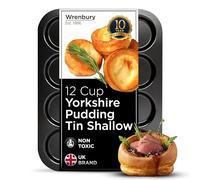 Wrenbury Teglia da 12 tazze per Yorkshire Pudding, antiaderente, in acciaio al carbonio, ideale per piccoli Yorkshire Pudding e rospo nel buco
