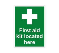 Wrench Monkey First Aid kit located here - Cartello salute e sicurezza First Aid Box - Adesivo autoadesivo verticale - vinile rimovibile sul posto di lavoro (A5 200 mm x 150 mm), Verde