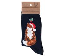 Wrendale Designs Calze Natalizie, Volpe - Navy, Taglia unica