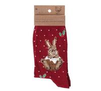 Wrendale Designs by Hannah Dale - Little Pudding - Calzini da donna a tema natalizio, taglia unica, Anatra - Rosso, Taglia unica