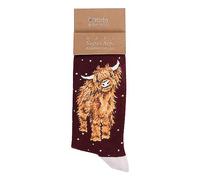 Wrendale Designs Calzini natalizi da uomo - Highland Cow, verde, M
