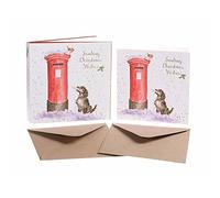 Wrendale Designs Scatola per biglietti di Natale con scritta Christmas Wishes