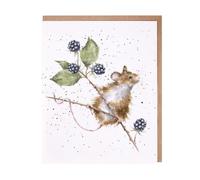 Wrendale JCS129 - Biglietto doppio con busta, The Country Set, topo con cespuglio di more, 17 x 14 cm