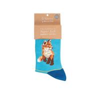 Wrendale SOCKC002 - Calzini per bambini "Born to be Wild", volpe, turchese, dimensioni: 27-31, 1 paio, turchese, 27-31