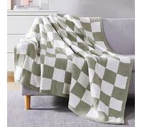 WRENSONGE Coperta a scacchi, in microfibra, morbida, accogliente, calda, fatta a mano, per divano, sedia, letto, campeggio, picnic, viaggi, coperta leggera - 127 x 178 cm