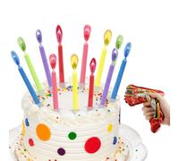 WRENYZK 12 candele di compleanno con fiamma colorata e 2 cannoni per candele colorate per feste luminose, candele meravigliose dello stesso colore della cera per torte di compleanno