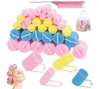 WRENYZK 30 bigodini in spugna, 4 misure, grandi e piccoli, in schiuma morbida, bigodini, per donne, ragazze e bambini, per acconciature fai da te, 4 colori